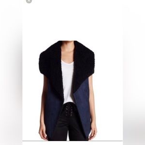 Romeo & Juliet Couture Deep Blue Faux Suede and Fur Vest